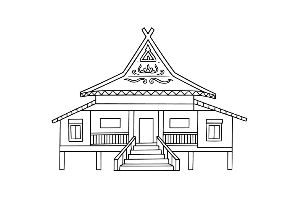 Gambar Mewarnai Rumah Adat Limas
