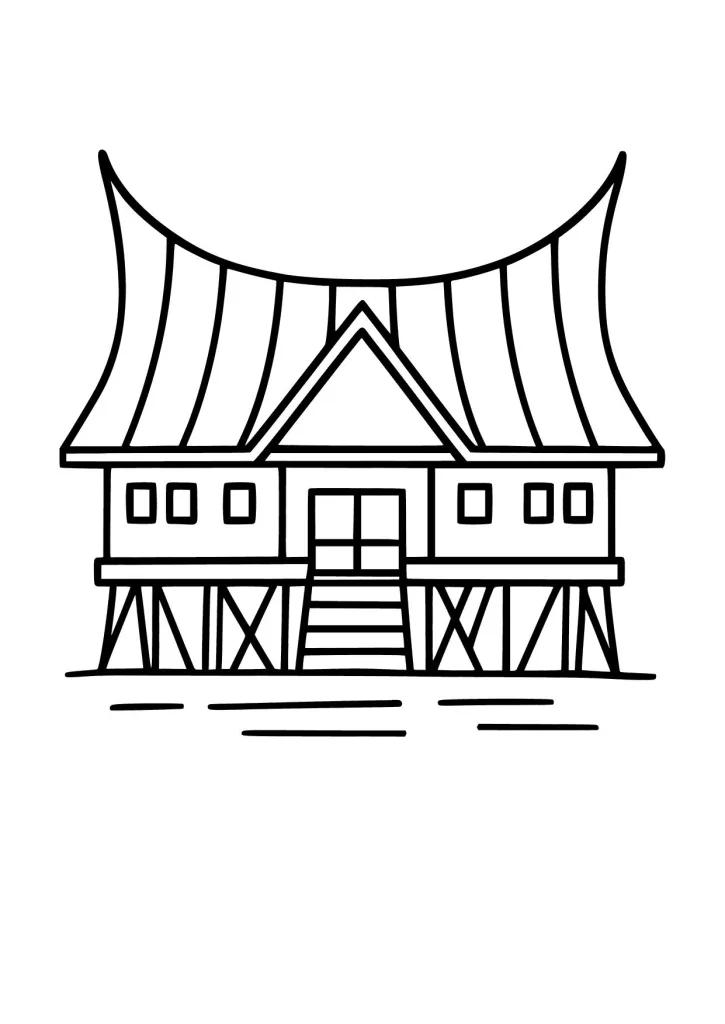 Gambar Mewarnai Rumah Adat Minang