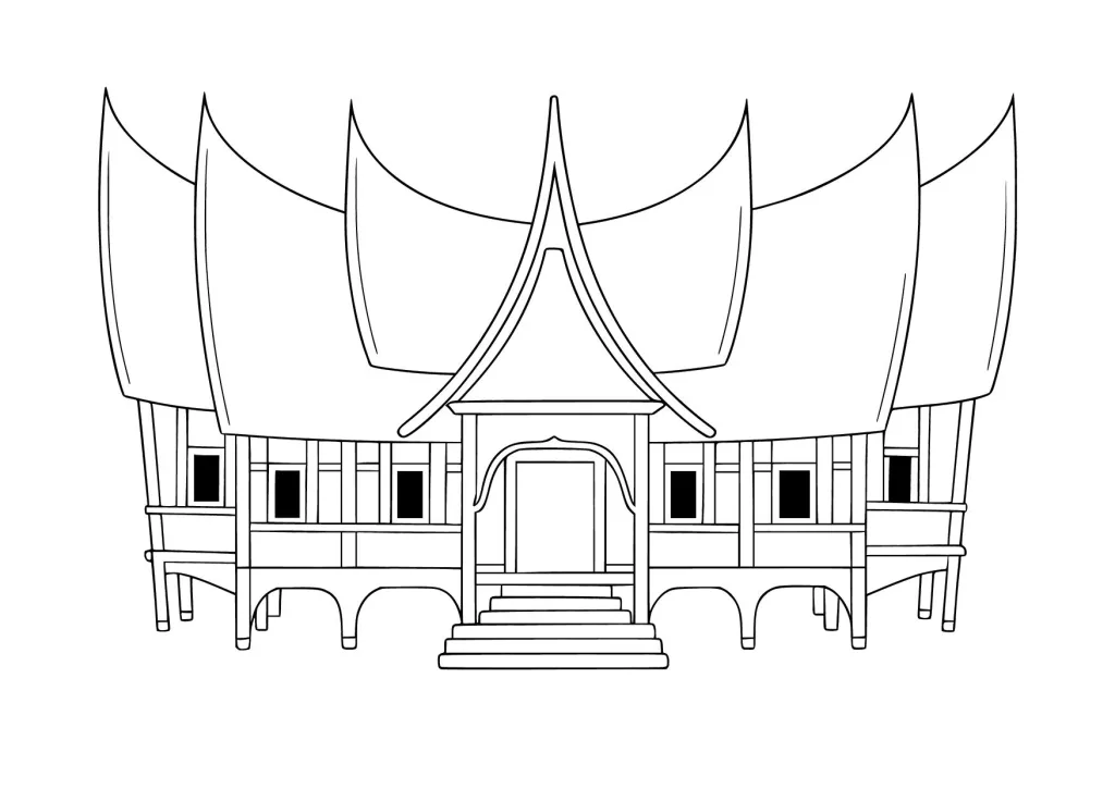 Gambar Mewarnai Rumah Gadang