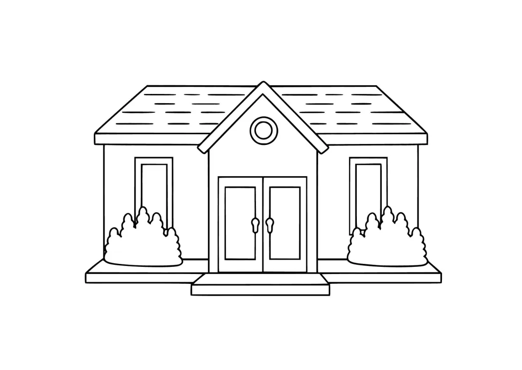 Gambar Mewarnai Rumah Keren Berpintu Ganda