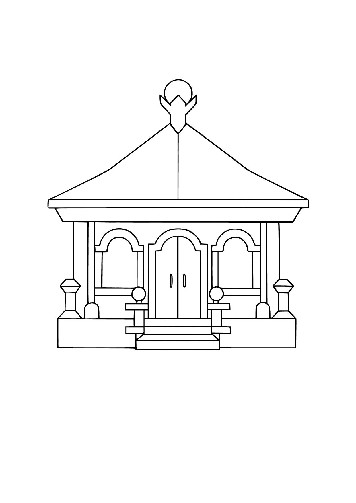 Gambar Mewarnai Rumah Paviliun Tradisional