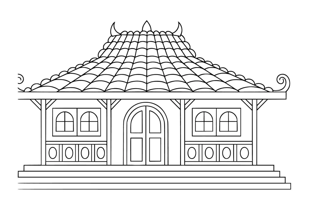 Gambar Mewarnai Rumah Tionghoa Peranakan