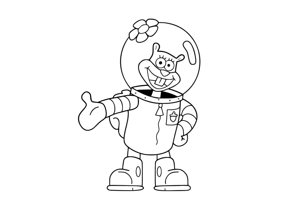 Gambar Mewarnai Sandy Cheeks Tersenyum