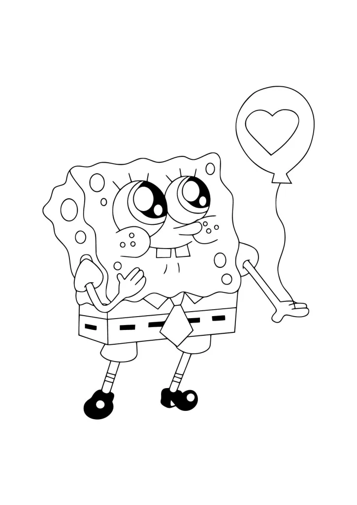 Gambar Mewarnai Spongebob Bermain Balon