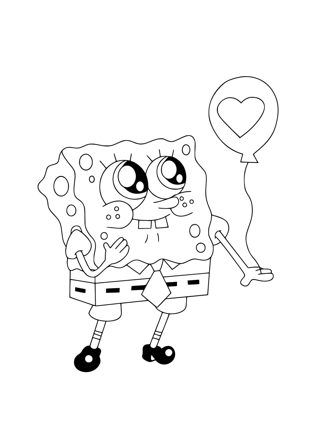 Gambar Mewarnai Spongebob Bermain Balon