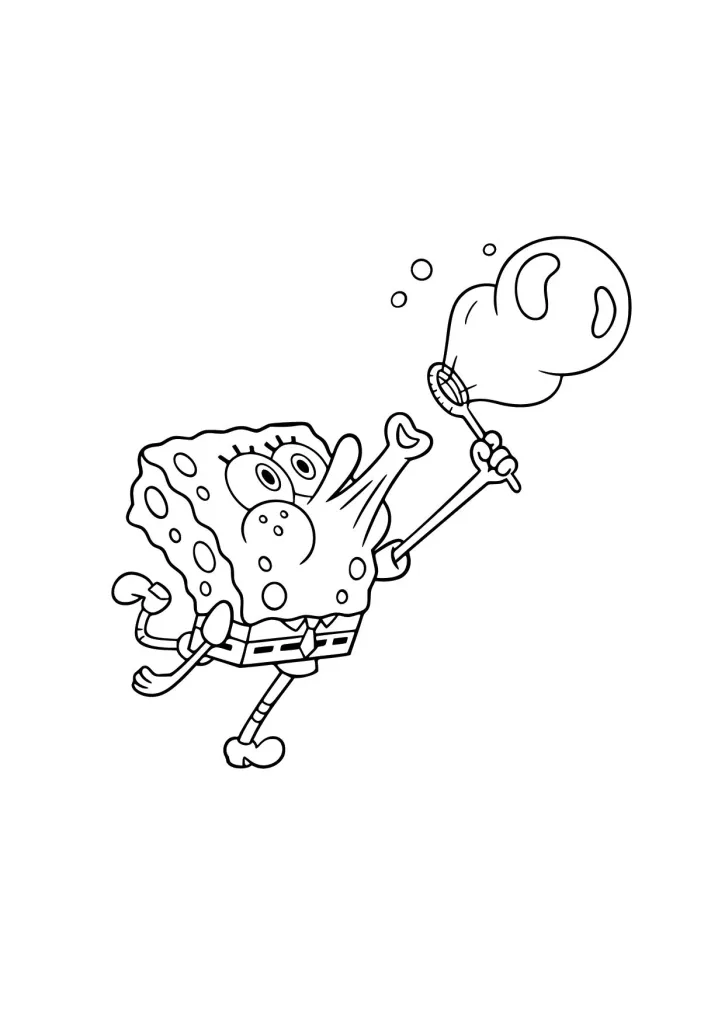 Gambar Mewarnai Spongebob Bermain Gelembung