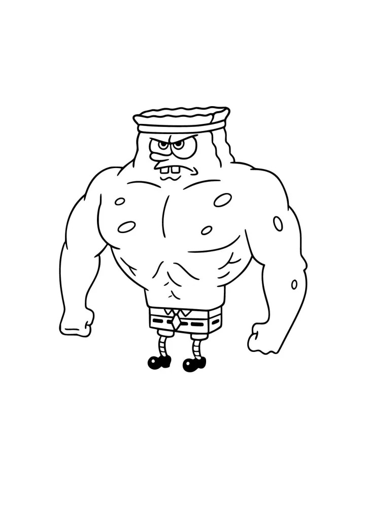 Gambar Mewarnai Spongebob Berotot