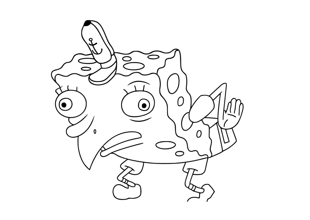 Gambar Mewarnai Spongebob Seperti Ayam