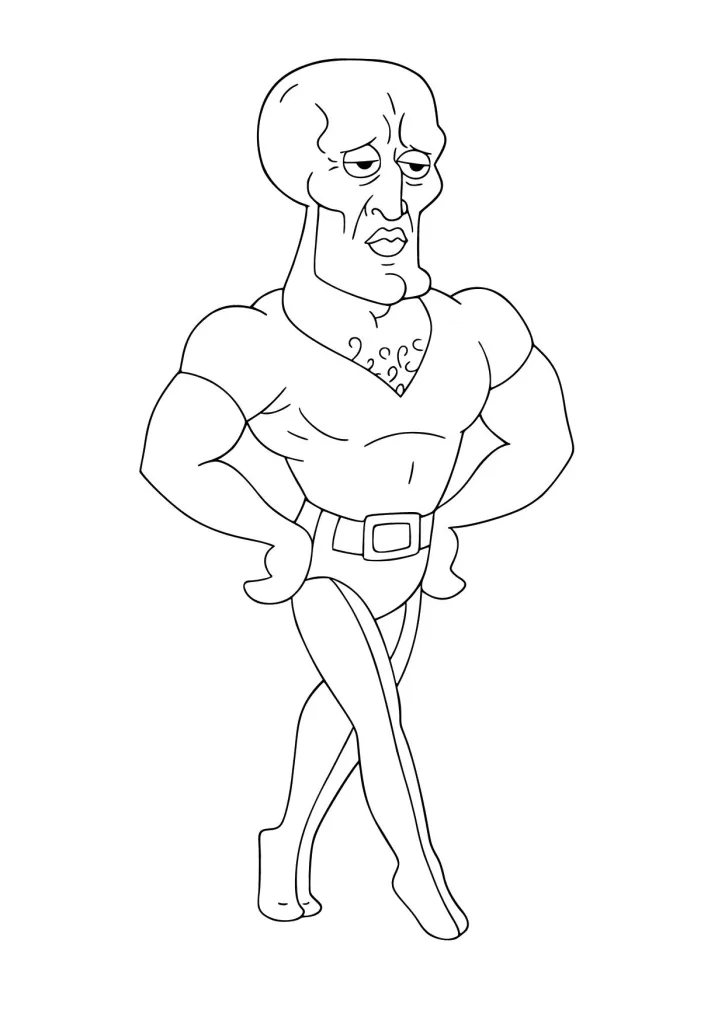 Gambar Mewarnai Squidward Ganteng