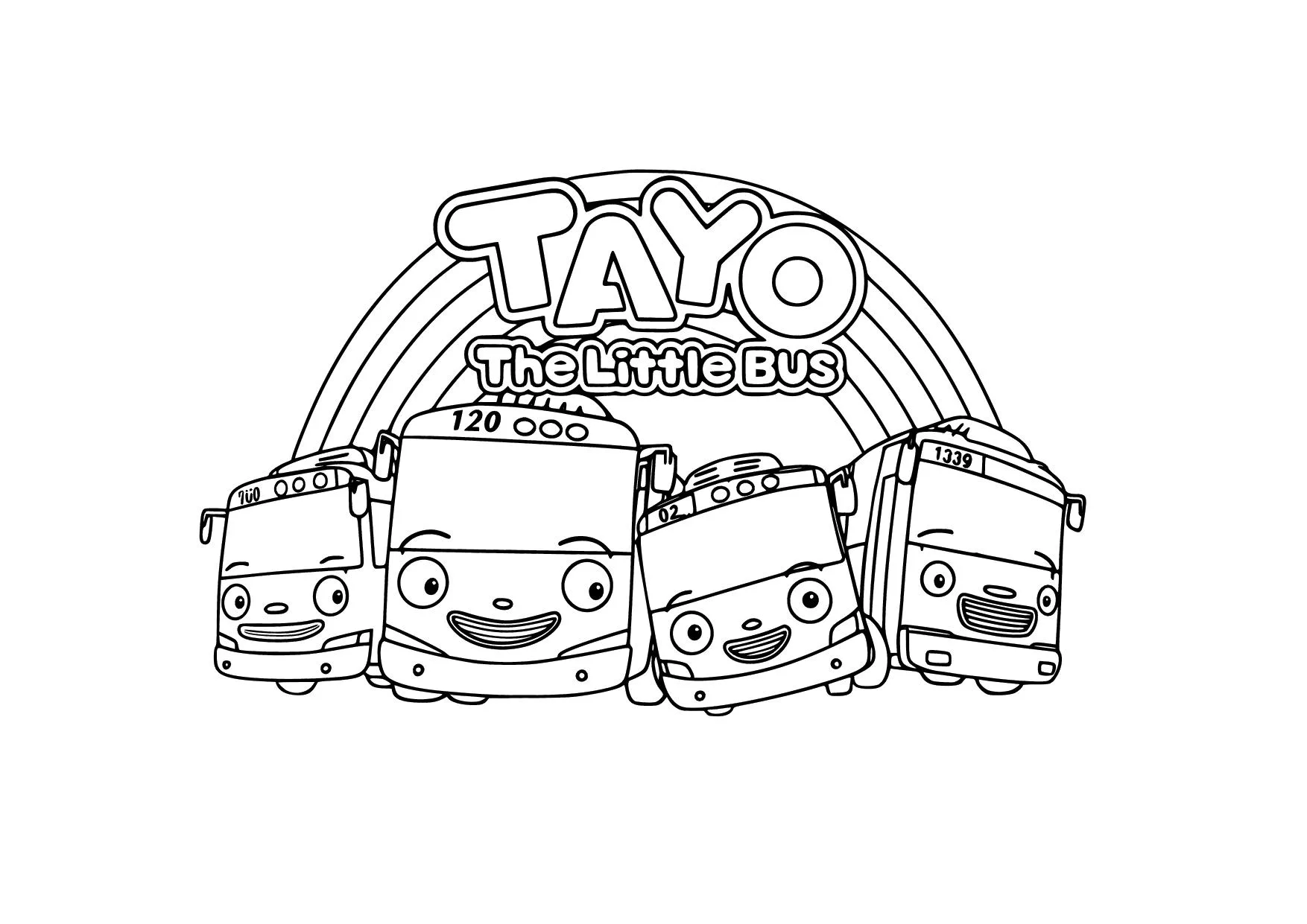 Gambar Mewarnai Tayo, Rogi, Lani, dan Gani