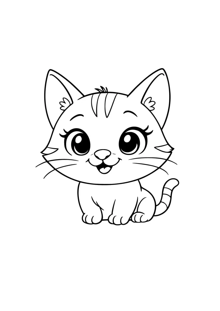 Gambar Mewarnai Anak Kucing yang Riang