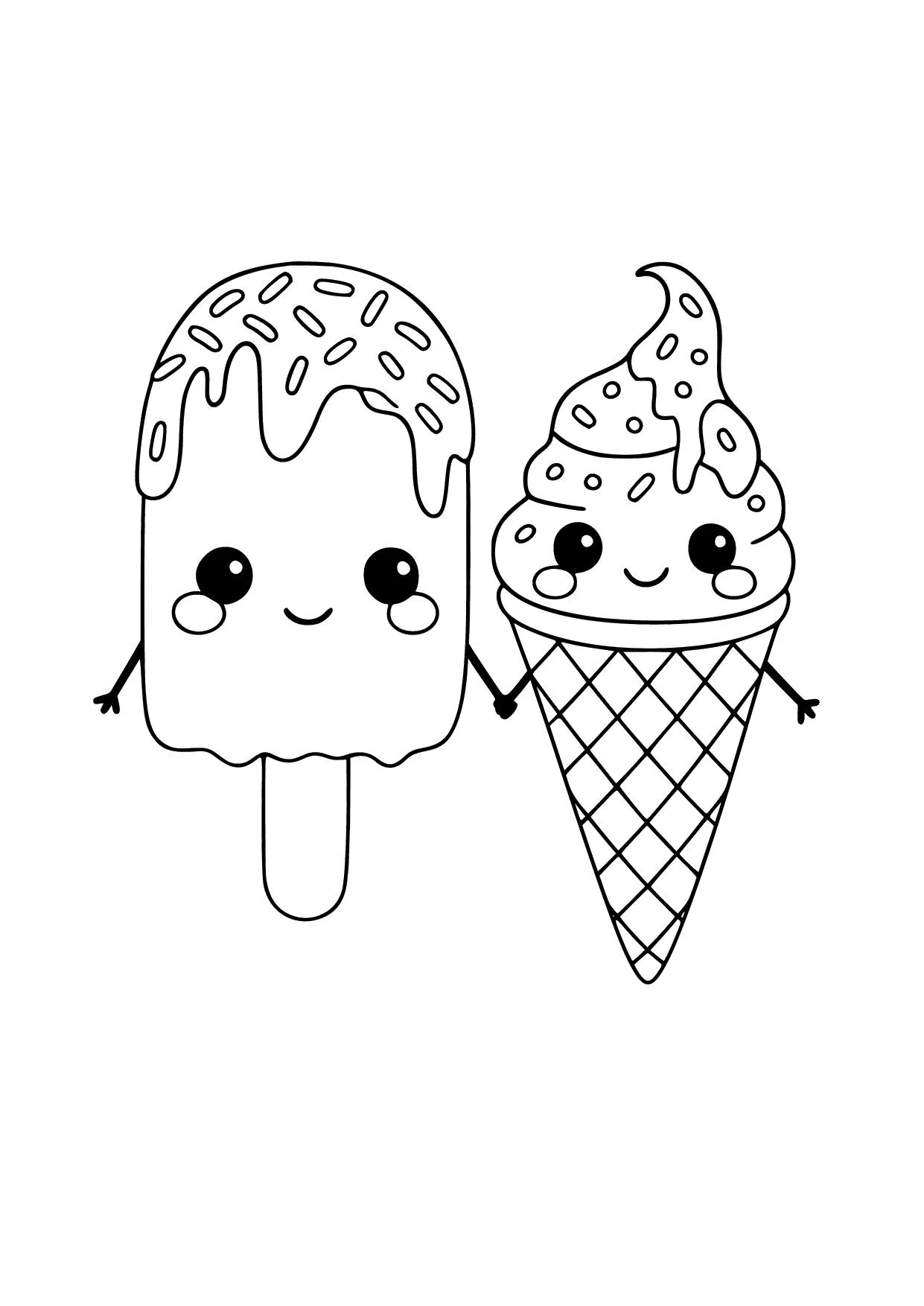 Gambar Mewarnai Es Kirm Stik dan Es Krim Cone