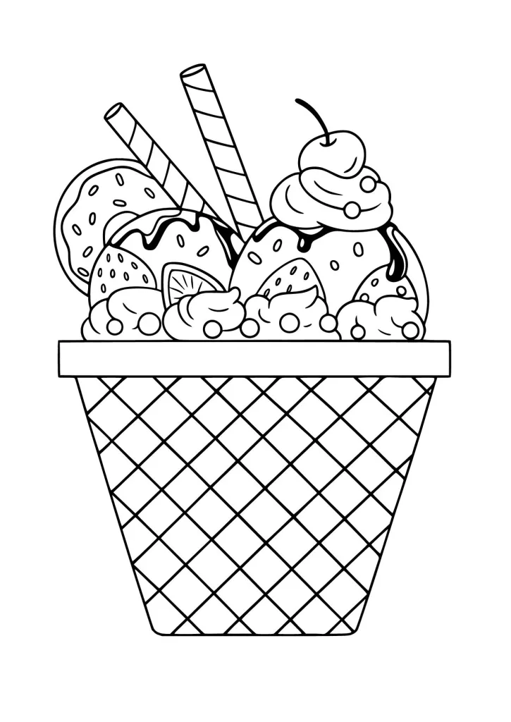 Gambar Mewarnai Es Krim Aneka Topping