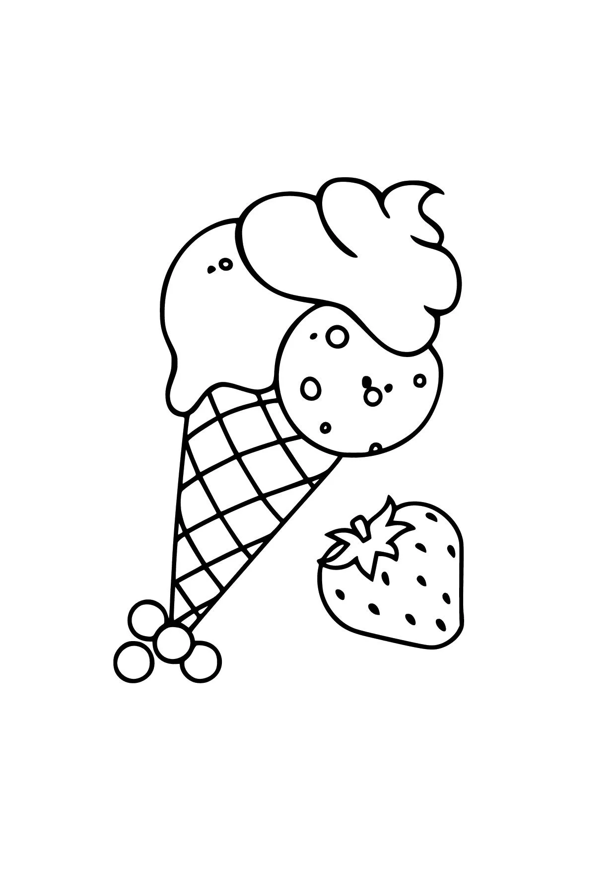 Gambar Mewarnai Es Krim Cone Buah