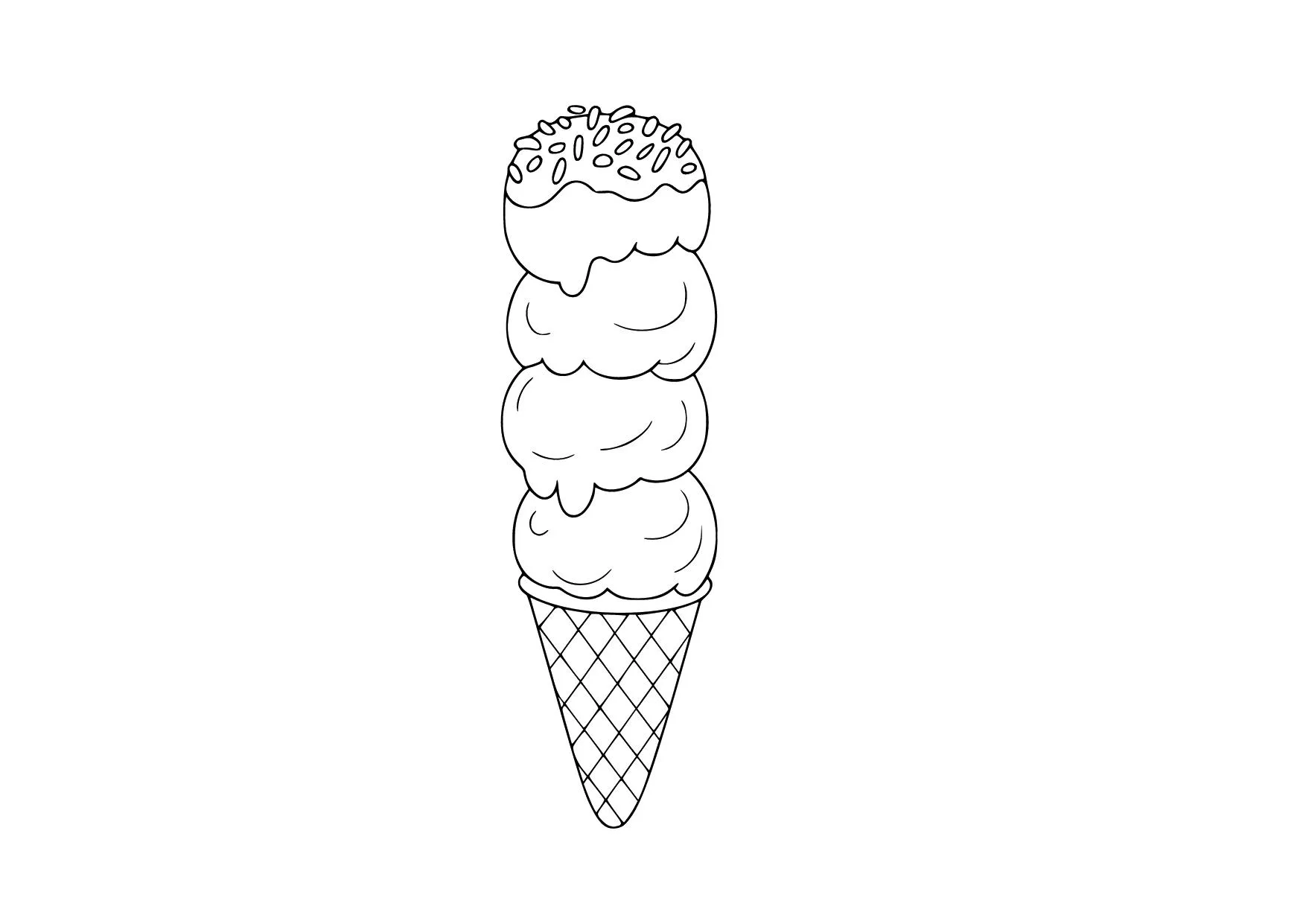 Gambar Mewarnai Es Krim Cone Empat Rasa