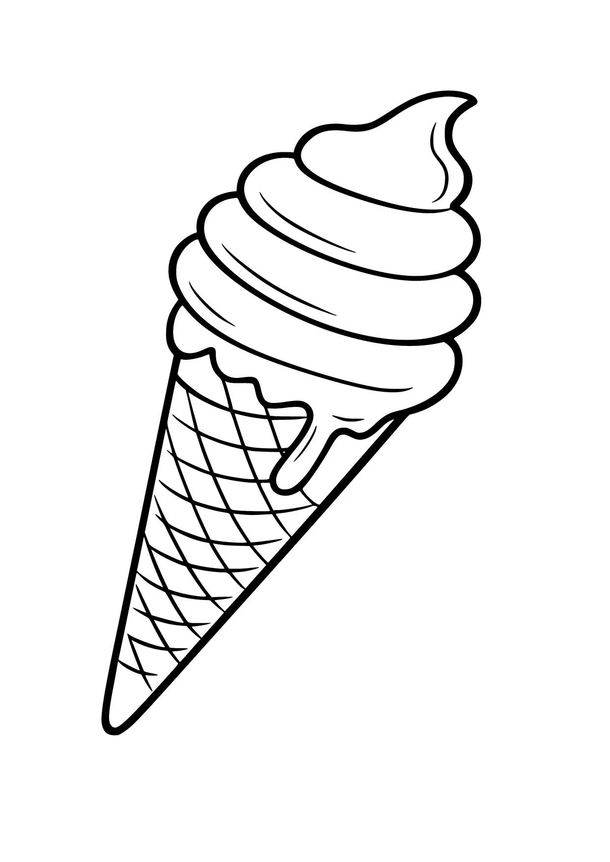 Gambar Mewarnai Es Krim Cone Meleleh dan Menggoda
