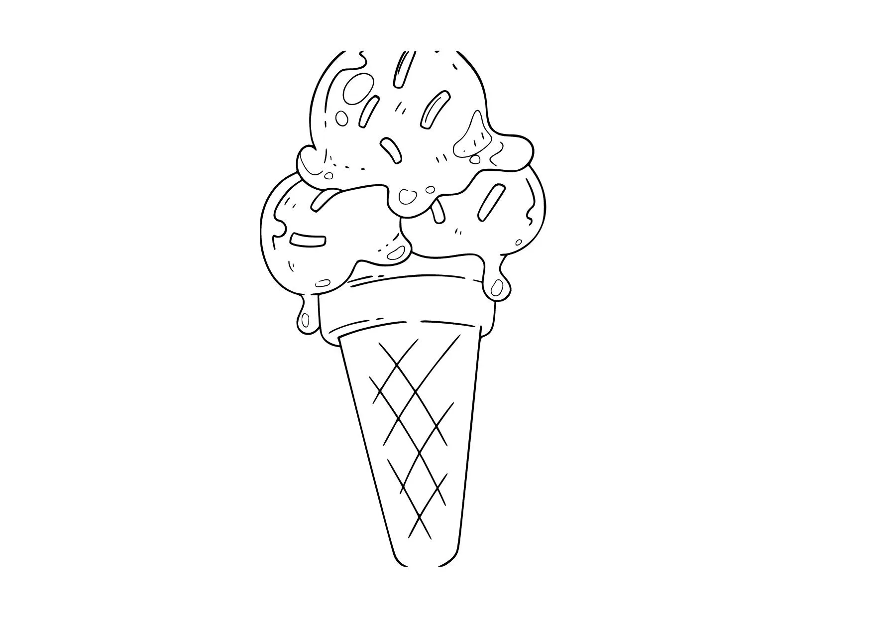 Gambar Mewarnai Es Krim Cone Tiga Rasa