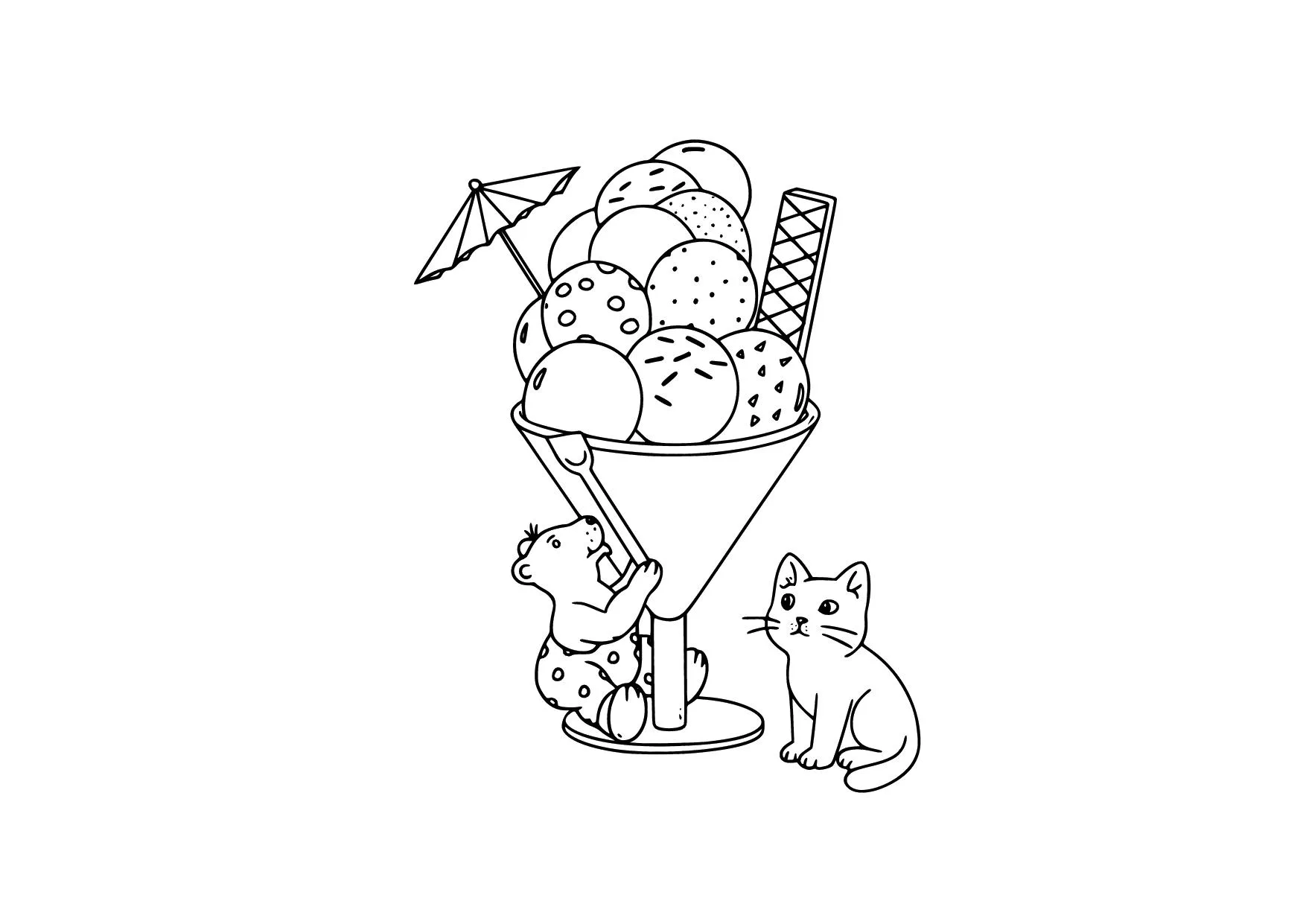 Gambar Mewarnai Es Krim Lucu Dengan Hewan