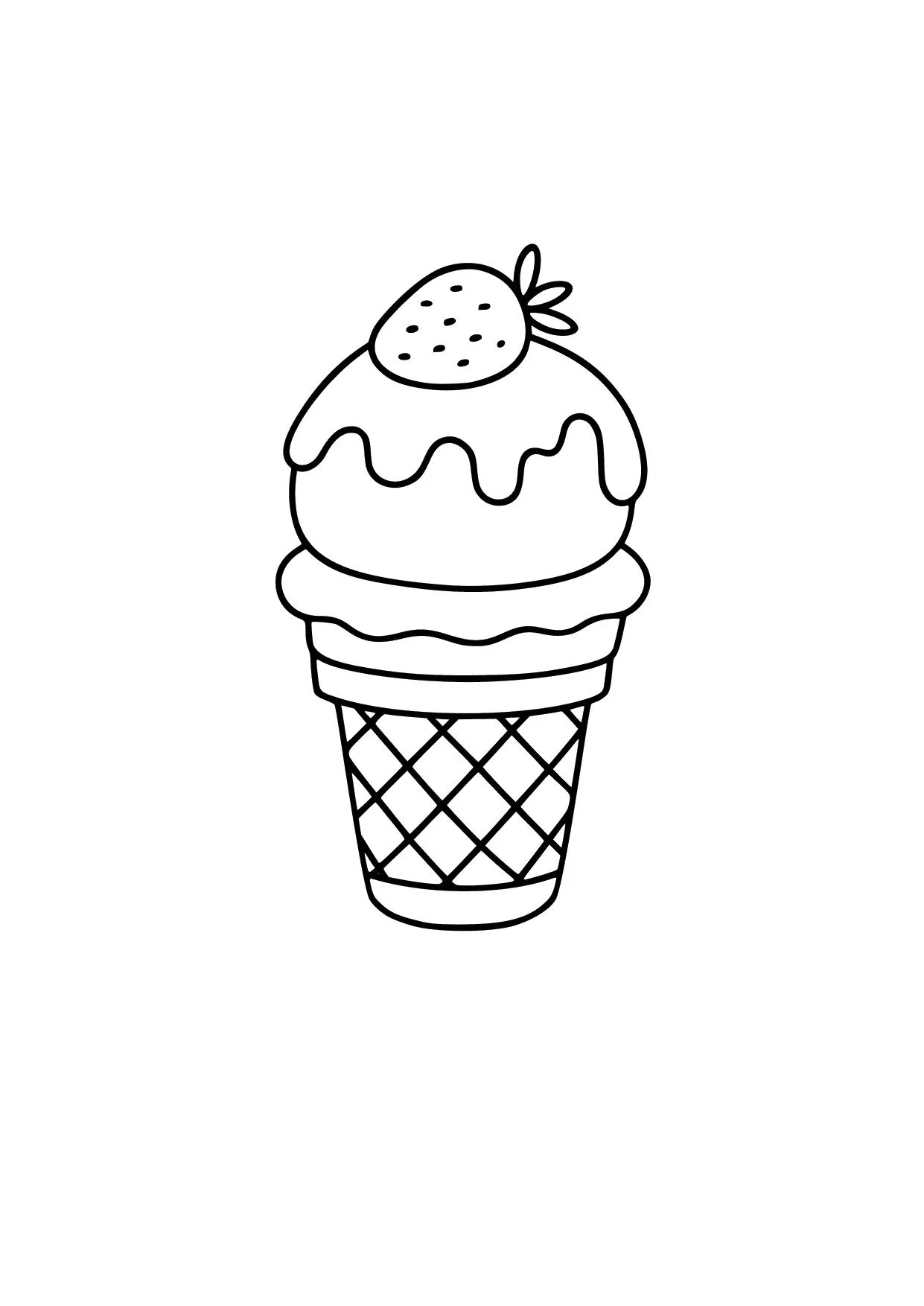 Gambar Mewarnai Es Krim Topping Stroberi