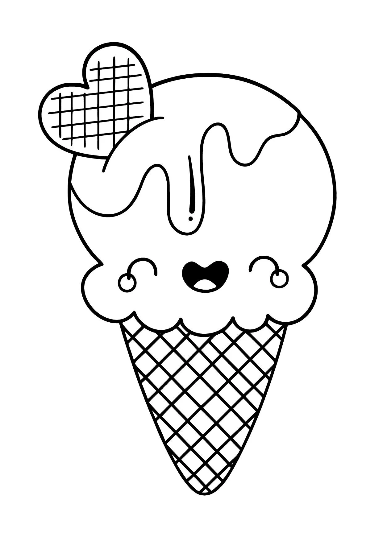 Gambar Mewarnai Es Krim Wafel Hati