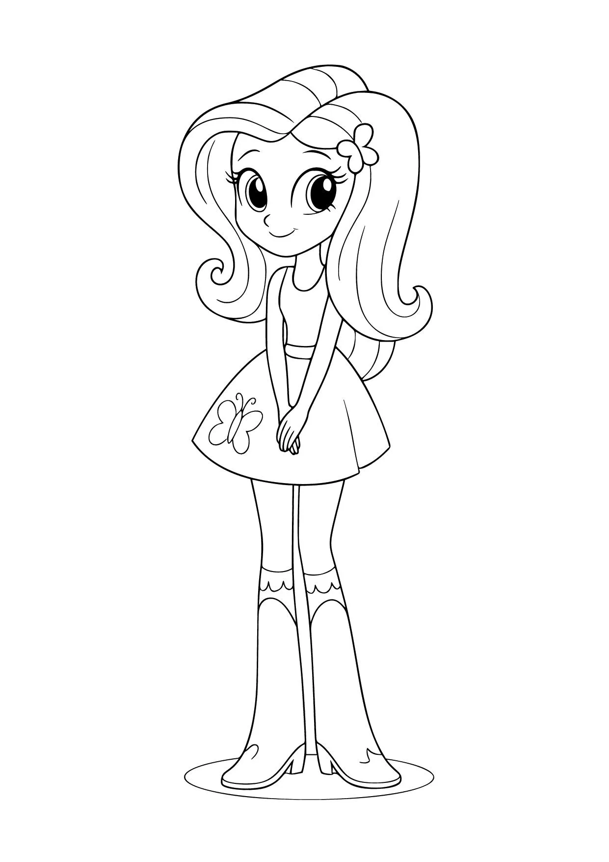 Gambar Mewarnai Fluttershy Versi Equestria Girls