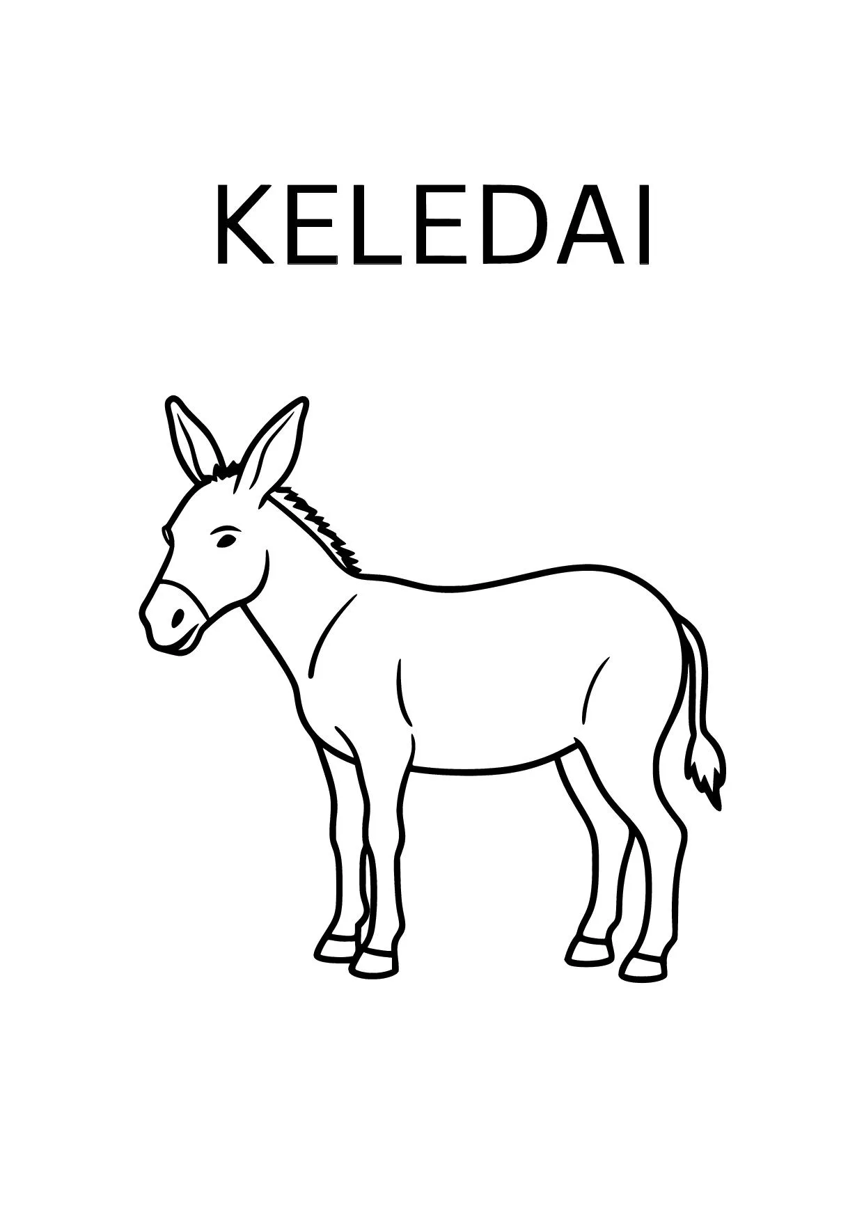 Gambar Mewarnai Keledai Berdiri