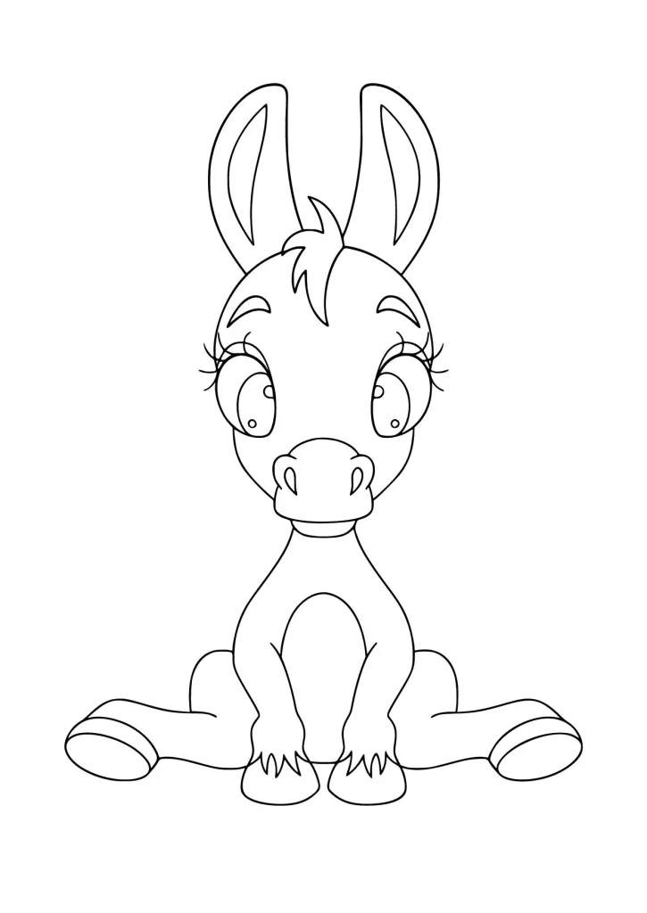 Gambar Mewarnai Keledai Duduk Manis