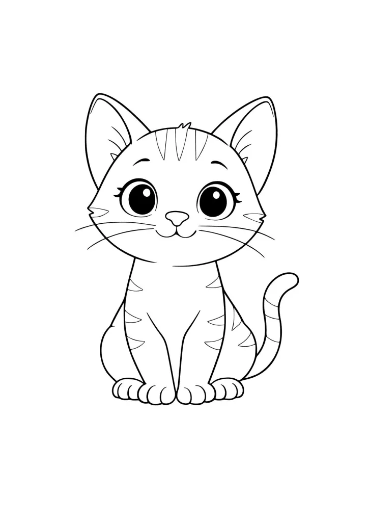 Gambar Mewarnai Kucing Belang yang Manis