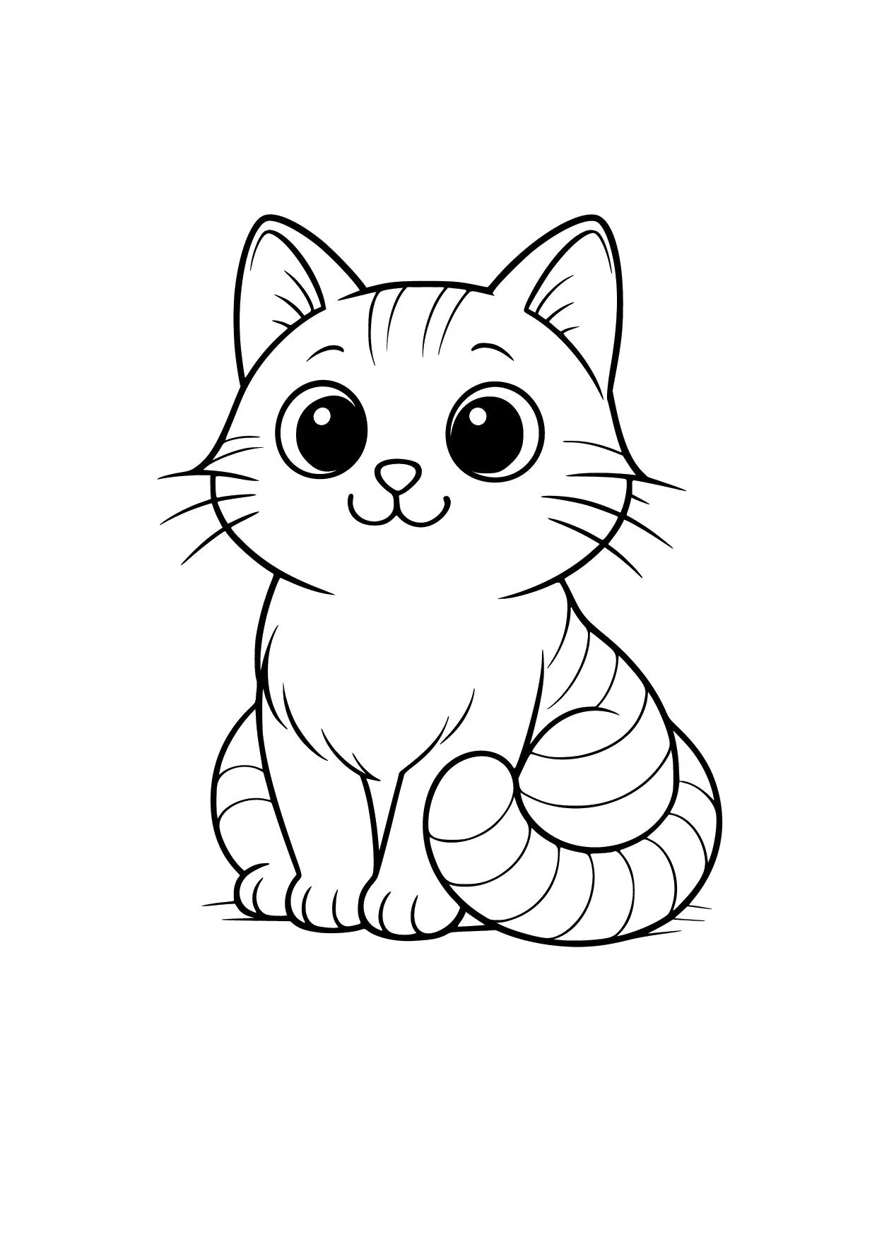 Gambar Mewarnai Kucing Duduk Manis