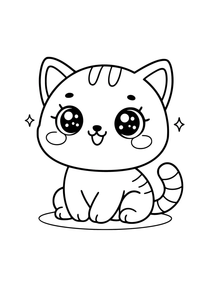 Gambar Mewarnai Kucing Gemoy Berkilau