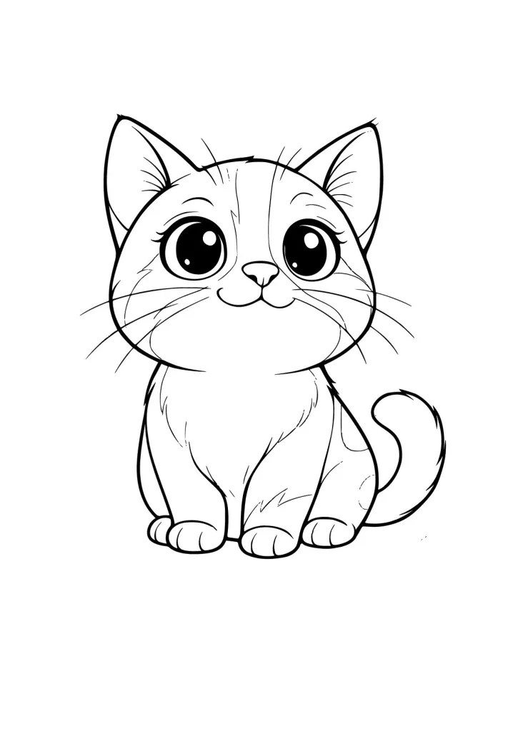 Gambar Mewarnai Kucing Gemuk yang Polos