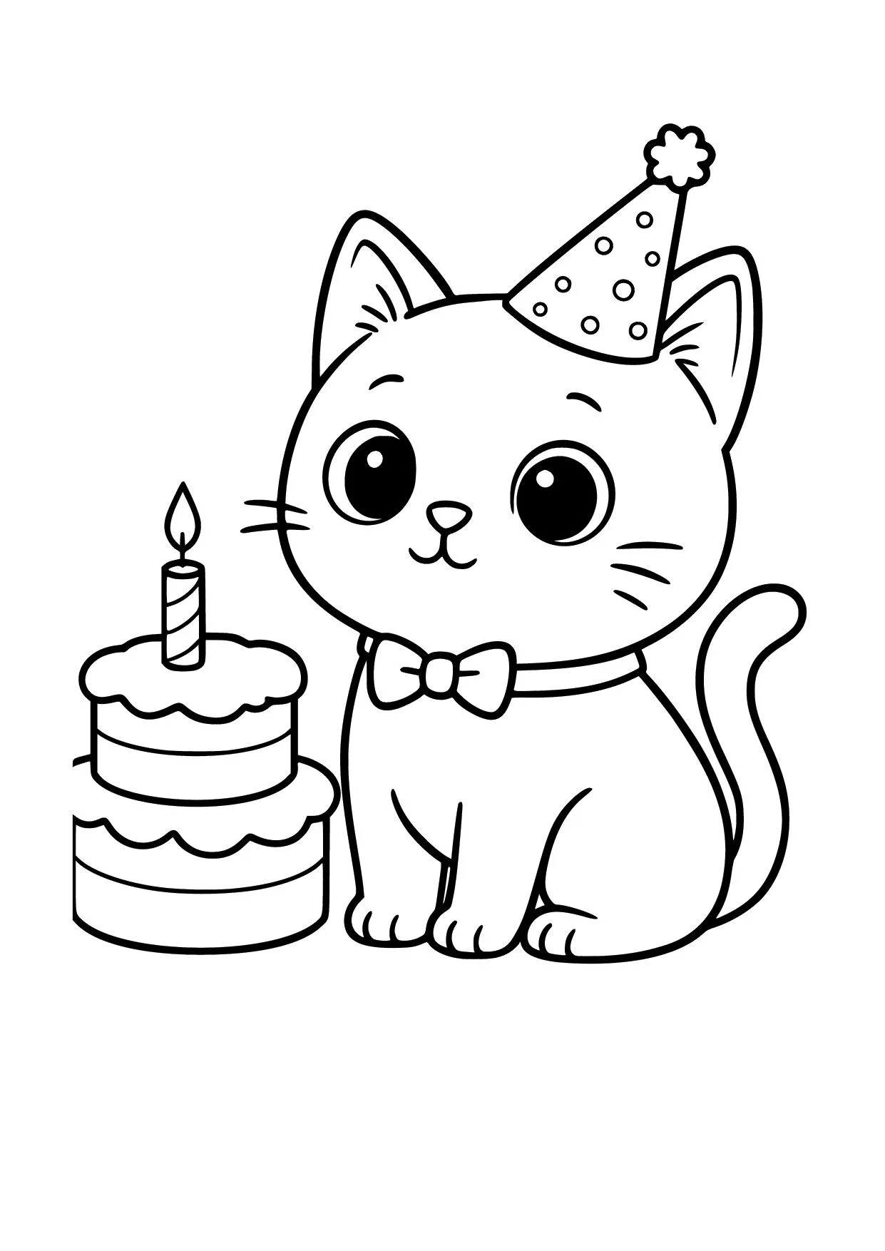 Gambar Mewarnai Kucing Merayakan Ulang Tahun