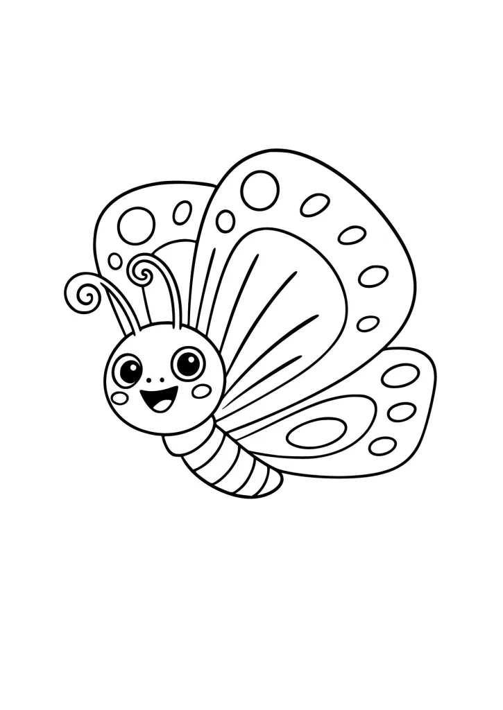 Gambar Mewarnai Kupu-Kupu Ceria Terbang