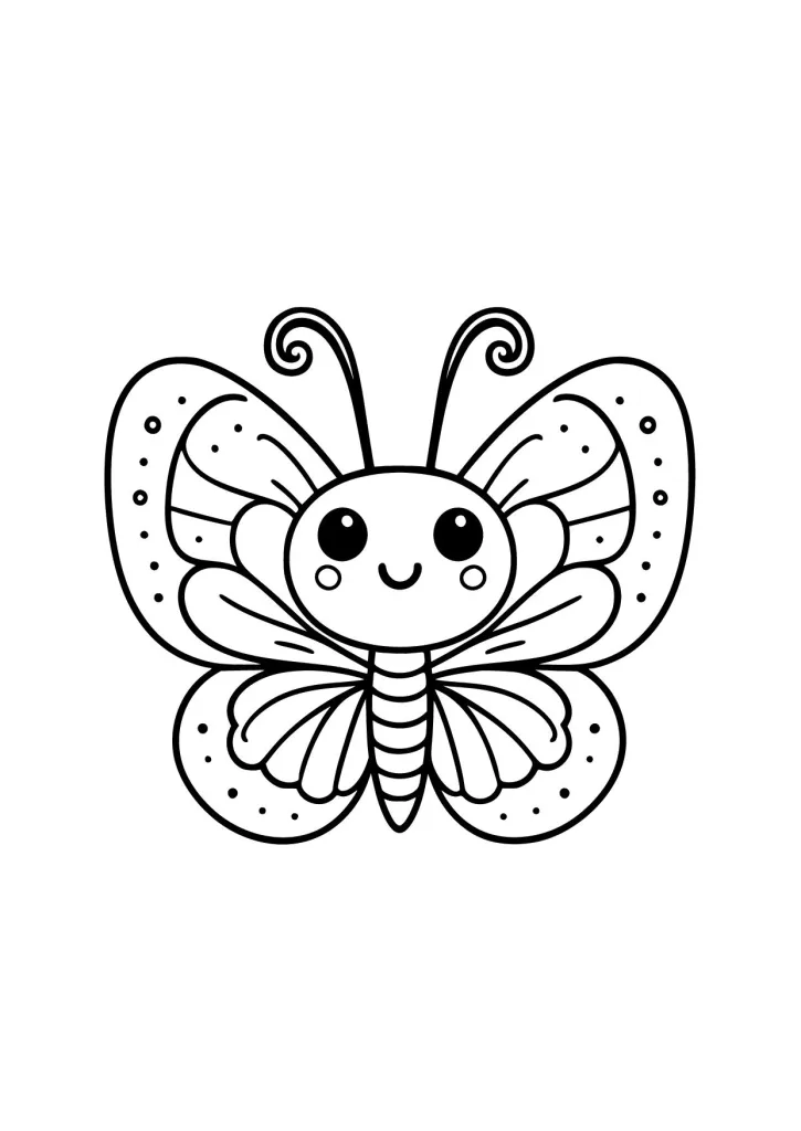 Gambar Mewarnai Kupu-Kupu Imut