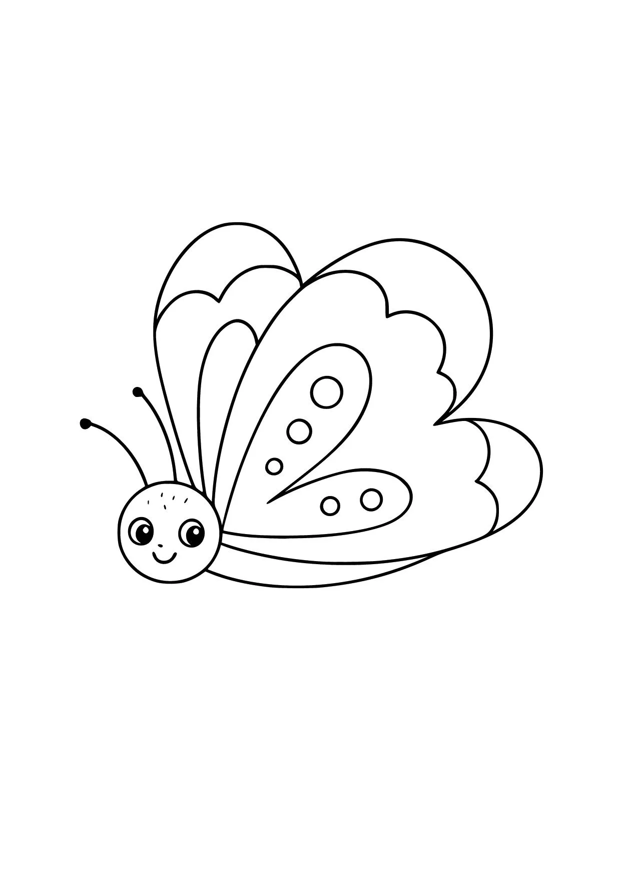 Gambar Mewarnai Kupu-Kupu Imut dari Samping