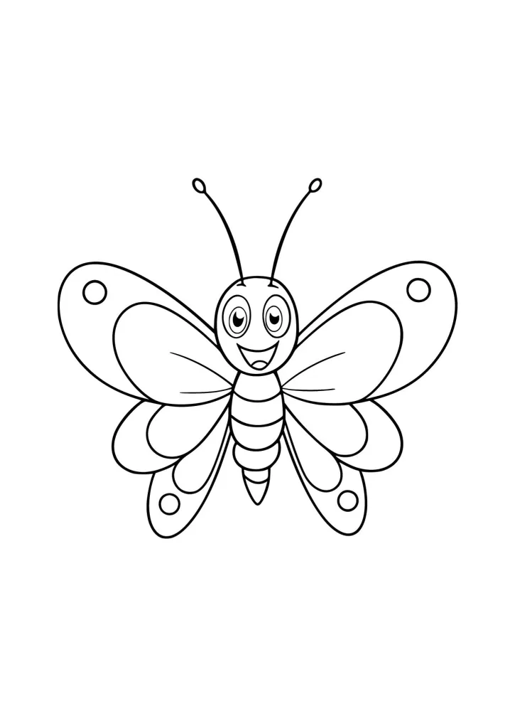Gambar Mewarnai Kupu-Kupu Kartun Ceria