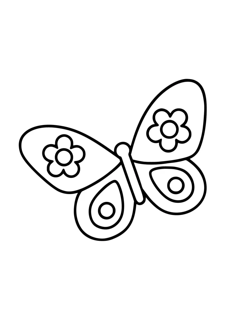 Gambar Mewarnai Kupu-Kupu Motif Bunga