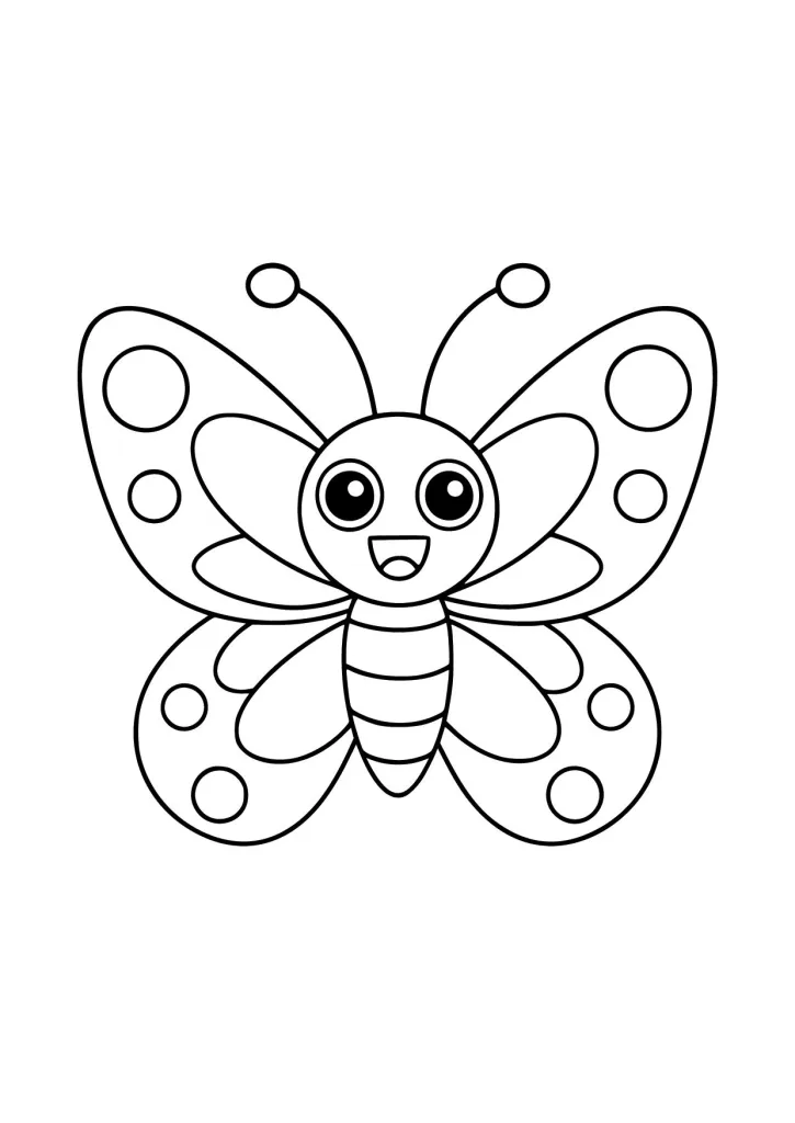 Gambar Mewarnai Kupu-Kupu Polkadot Ceria