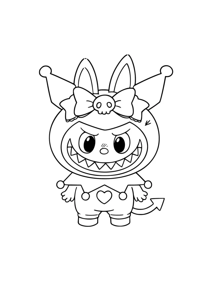 Gambar Mewarnai Labubu Kostum Kuromi