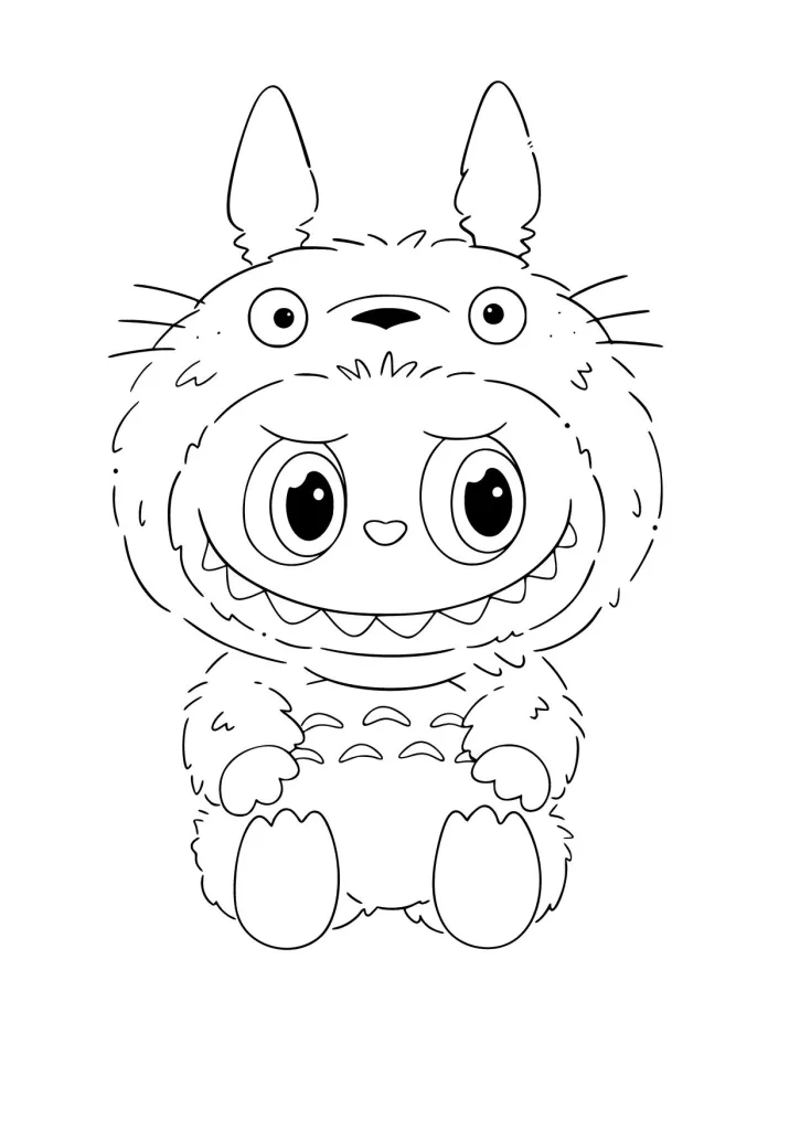 Gambar Mewarnai Labubu Kostum Totoro