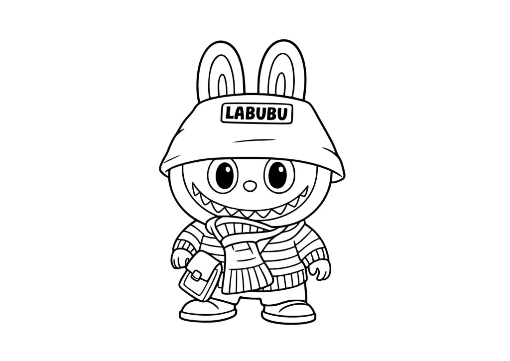 Gambar Mewarnai Labubu dengan Syal