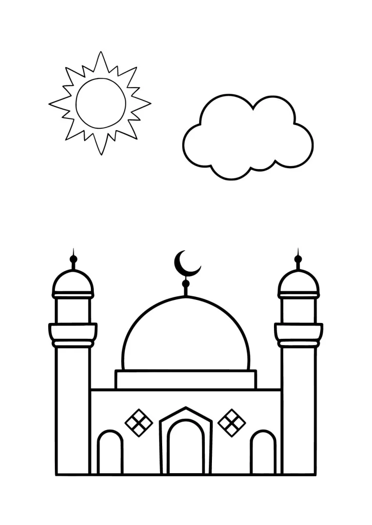 Gambar Mewarnai Masjid Bergaya India