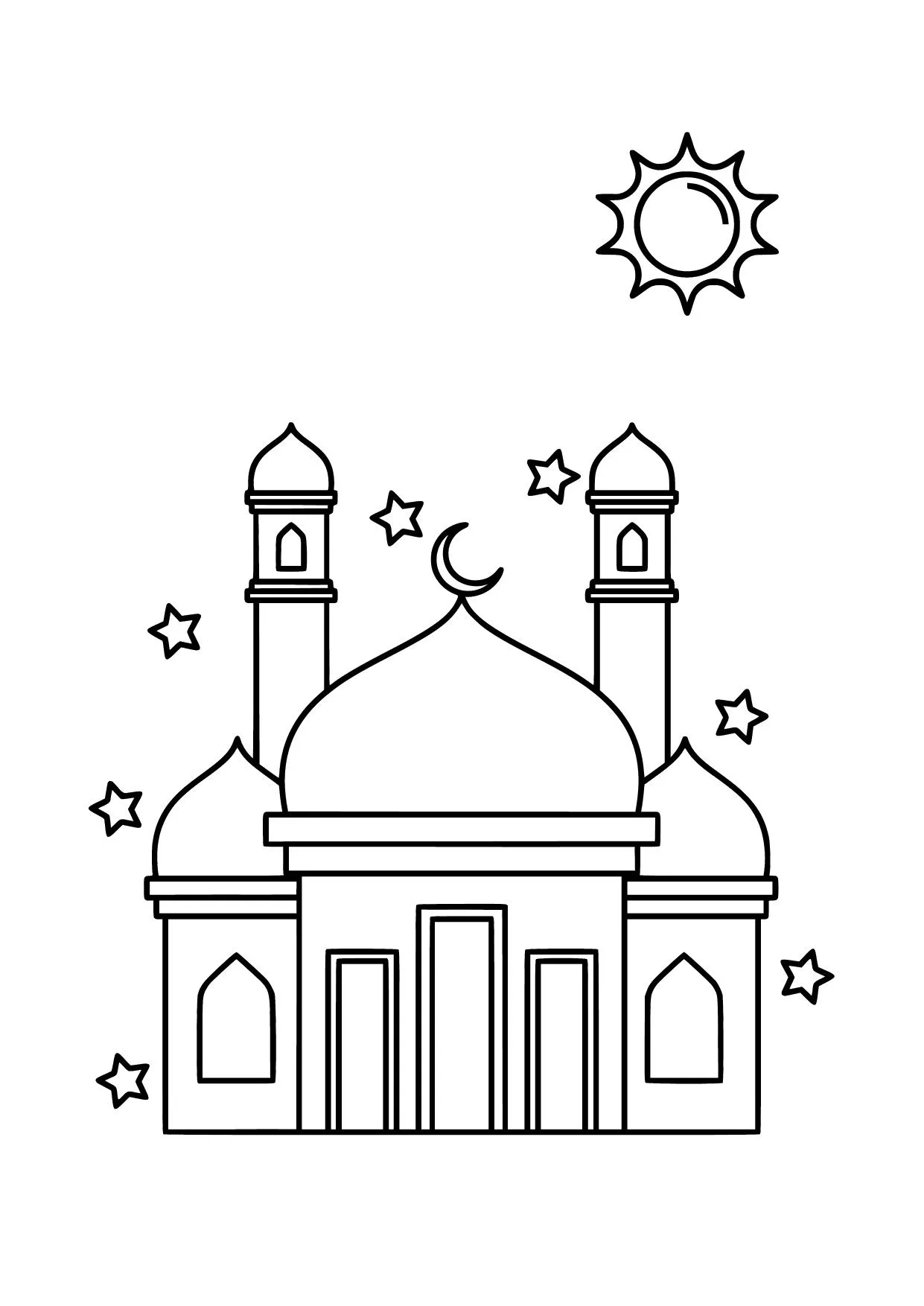 Gambar Mewarnai Masjid Bergaya Minimalis