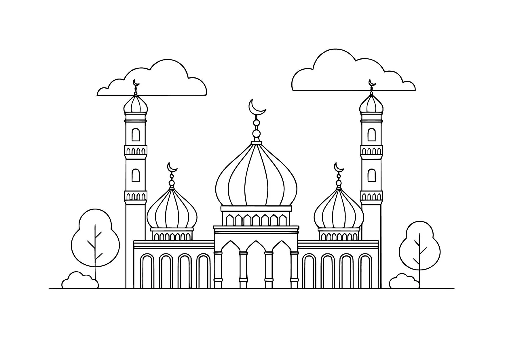 Gambar Mewarnai Masjid Bergaya Turki