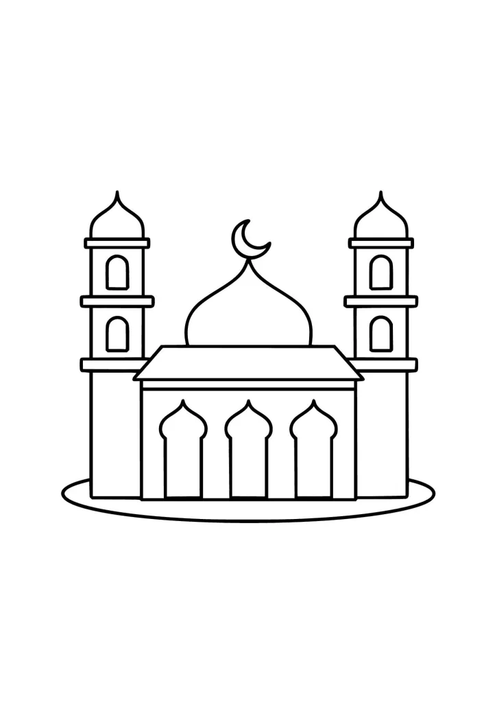 Gambar Mewarnai Masjid Sederhana
