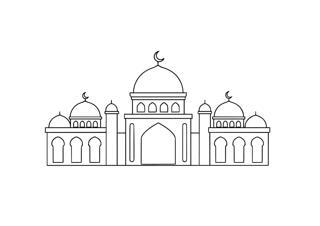 Gambar Mewarnai Masjid Simetris