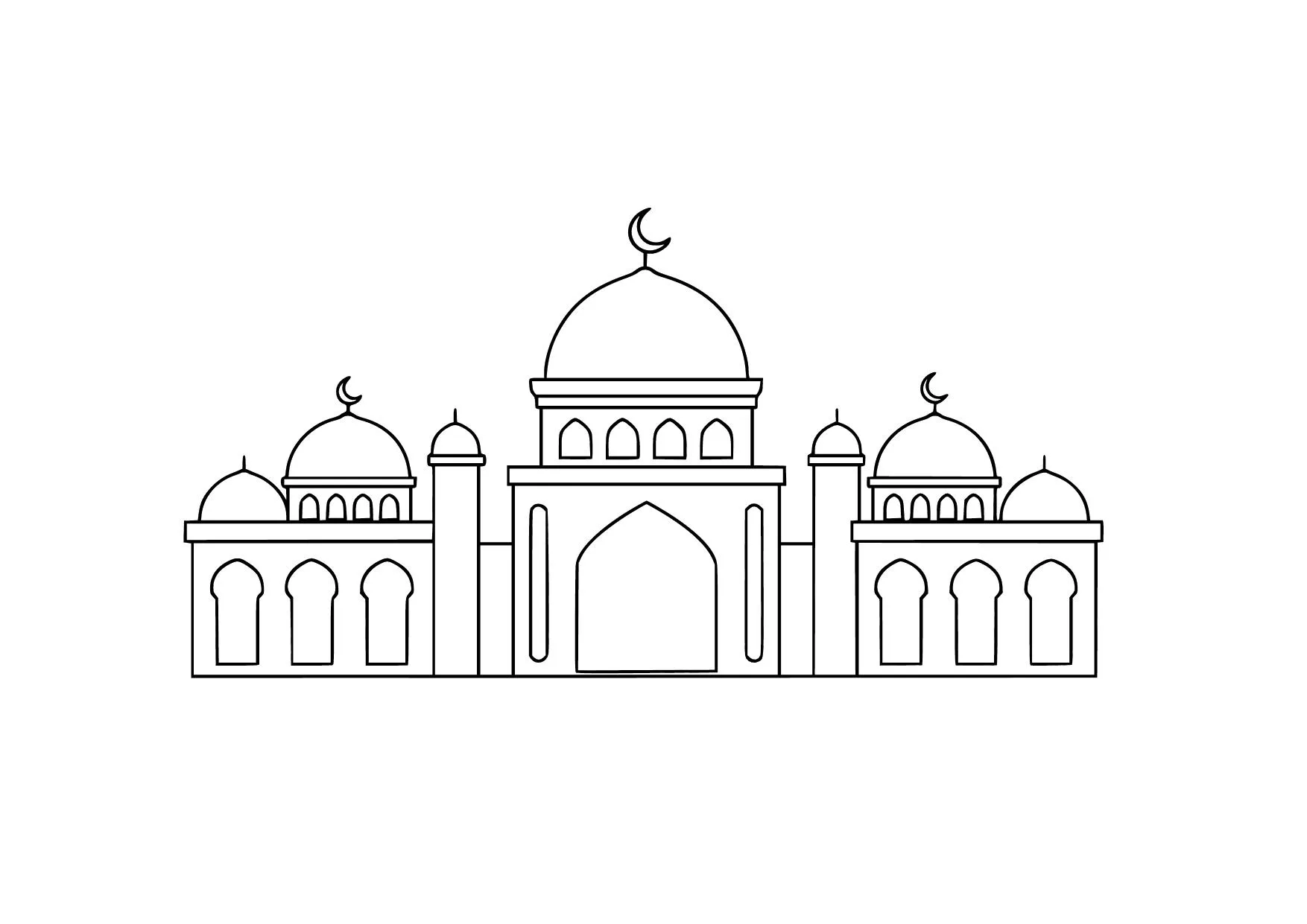 Gambar Mewarnai Masjid Simetris