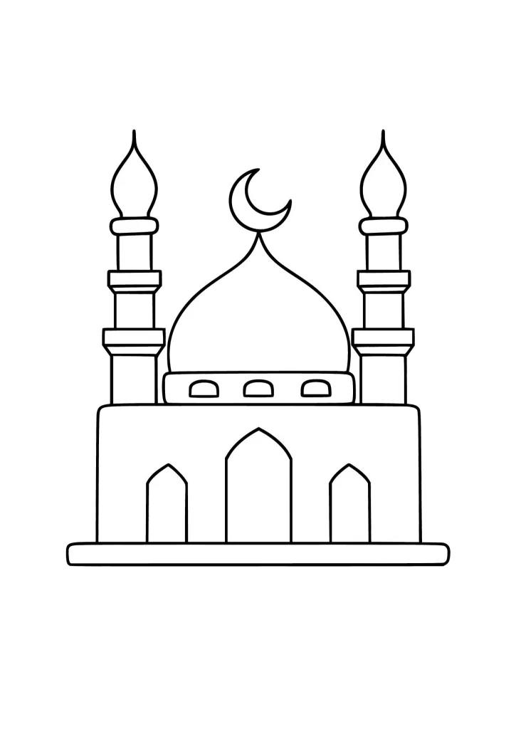 Gambar Mewarnai Masjid dengan Menara Api