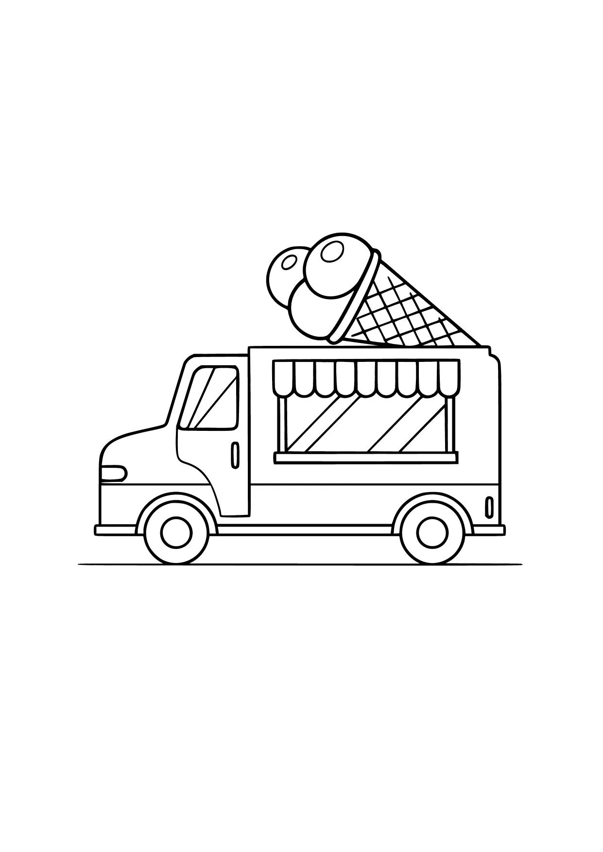 Gambar Mewarnai Mobil Es Krim Klasik