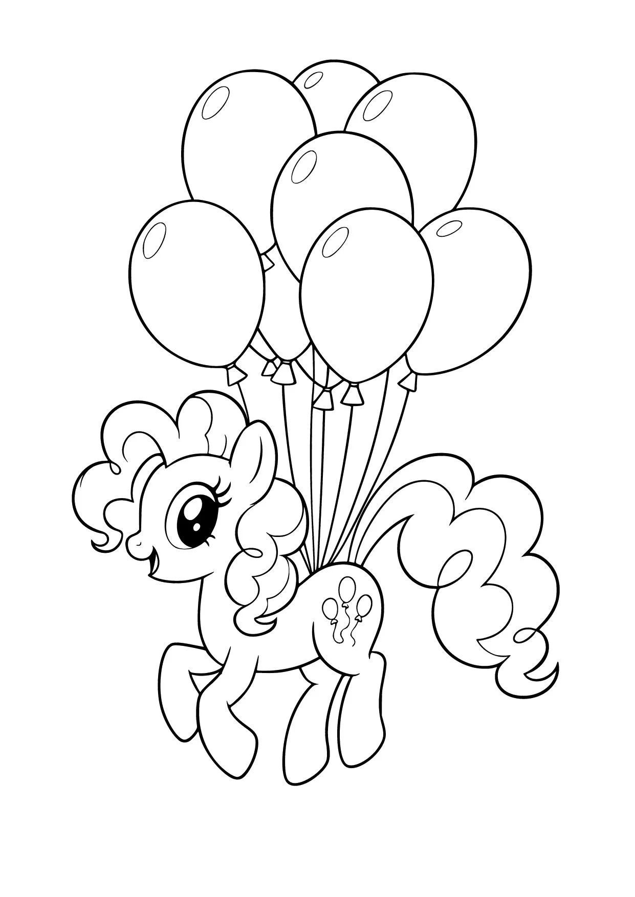 Gambar Mewarnai Pinkie Pie Terbang dengan Balon